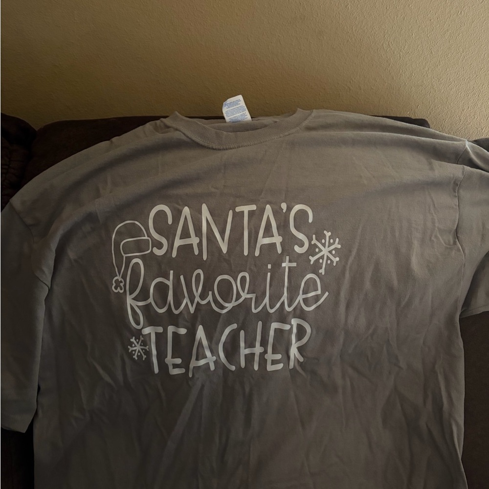 Port and Company Gray Santa's Favorite Teacher Tee